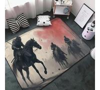 Tappeto rosso scuro con stampa cavalieri per soggiorno camera da letto, lavabile, morbido, 7,6 x 12,7 cm, tappeto antiscivolo, per camera da letto, decorativo, estetico, 152,4 x 99,1 cm