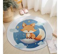 Tappeto Rotondo 120 Cm Lavabile Con Sogno Volpe Nuvole - Morbido E Confortevole Colore Arancione Adatto A Camera Da Letto Soggiorno Sala Da Pranzo O Cameretta Dei Bambini