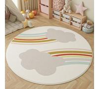 Tappeto Rotondo 140cm Nube Grigie Antiscivolo tappeti camera da letto Lavabile,Morbida Microfibra carpet,Durabile e facile da pulire, per terrazza, balcone o soggiorno