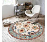 Tappeto rotondo 150 cm lavabile antiscivolo leggero tappeto cerchio per studio soggiorno camera da letto comodino corridoio retrò geometrico floreale multicolore beige verde acqua colore