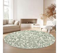 Tappeto Rotondo 150 Cm Lavabile Con Naturalismo Fogliame Piante - Morbido E Confortevole Verde Adatto A Camera Da Letto Soggiorno Sala Da Pranzo O Cameretta Dei Bambini