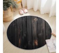 Tappeto Rotondo 160 cm Tappeti Fotografia Texture Tavola Di Legno Tema Antiscivolo Lavabile in Lavatrice Tondo Pelo Corto Tapette Salotto Camera da Letto Soggiorno Scendiletto Ufficio, Nero