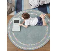 Tappeto rotondo 170 cm lavabile antiscivolo leggero tappeto cerchio per studio soggiorno camera da letto comodino corridoio semplice cartone animato multicolore colore tè