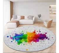 Tappeto Rotondo 180 Cm Lavabile Con Graffiti Schizzi D'Inchiostro Muro Di Mattoni - Extra Morbido Colore Colorato Ideale Per Camera Da Letto Soggiorno Sala Da Pranzo O Cameretta Dei Bambini