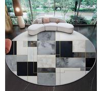 Tappeto Rotondo 180 Cm Moderno Minimalista Squadrato E Lineare Lavabile Con Grigio - Extra Morbido Colore Ideale Per Camera Da Letto Soggiorno Sala Da Pranzo O Cameretta Dei Bambini