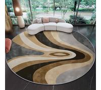 Tappeto Rotondo 180 Cm Resistente E Lavabile Con Minimalismo Moderno Curve Onde - Morbido E Confortevole Colore Beige Per Soggiorno Studio O Cameretta Dei Bambini