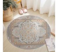 Tappeto Rotondo 180 Cm Resistente E Lavabile Con Style Ethnique Géométrique Motifs Traditionnels - Morbido E Confortevole Colore Beige Per Soggiorno Studio O Cameretta Dei Bambini