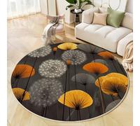 Tappeto Rotondo 200 Cm Dente Leone Astratto Tappeto Scendiletto Camera Antiscivolo, Lavabile, Moderno Metà Secolo Adatto Per Soggiorno, Camera Da Letto, Cucina, Cameretta Dei Bambini Grigio