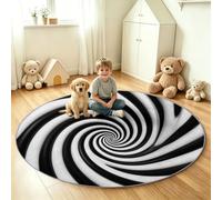 Tappeto rotondo 3D moderno, morbido, lavabile, antiscivolo, linea geometrica vortex, tappetino per bambini, camera da letto di ragazzi e ragazze, stanza dei giochi, soggiorno, 150 cm