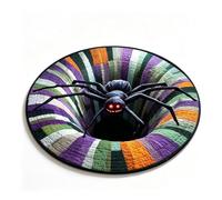 Tappeto rotondo 3D per Halloween, decorazione spaventosa con illusione | Divertente zerbino in velluto di cristallo, morbido, rotondo, per soggiorno, ingresso, camera da letto