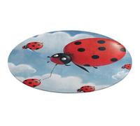 Tappeto rotondo a forma di coccinella e nuvola, morbido, assorbente, tappetino da bagno per ingresso, antiscivolo, 60 x 60 cm, per camera da letto, soggiorno, decorazione per la casa