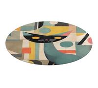 Tappeto rotondo a forma di gatto arte moderna della metà del secolo, morbido e assorbente, tappetino da bagno per ingresso, antiscivolo, tappetino per porta anteriore e posteriore, 80 x 80 cm, per