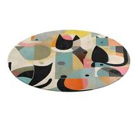 Tappeto rotondo a forma di gatto arte moderna della metà del secolo, morbido tappetino da bagno assorbente, tappeto antiscivolo per ingresso, tappetino per porta anteriore e posteriore, 60 x 60 cm