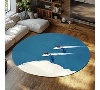 Tappeto rotondo a tema oceano Tappeto moderno l'avventura del surf camera da letto Home Office a pelo corto Blu e bianco Decorazioni la casa minimaliste Antiscivolo 200x200cm