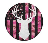 Tappeto rotondo alla moda da donna, tappeto circolare mimetico con bandiera americana, divertente motivo mimetico rosa per la caccia al cervo, tappeto decorativo per divano, camera da letto e casa.