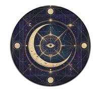 Tappeto rotondo alla moda, tappeto circolare lavabile per divano, camera da letto, casa, tappeto con simbolo geometrico sacro, spazio viola, galassia, stelle, sole e luna mistici.