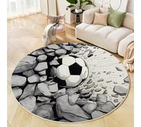 Tappeto Rotondo Antiscivolo Calcio Abbattere I Muri Di Pietra - Tappeto Rotondo Stile Fumetto A Inchiostro Morbido - Tappeti In Bianco Nero Per Bambini camera da letto soggiorno - 100cm
