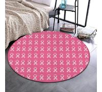 Tappeto rotondo antiscivolo in flanella, moderno e alla moda, 91 cm | Lavabile, con nastri rosa per la sensibilizzazione sul cancro al seno, assorbente, tappetino per sotto la sedia della scrivania, c