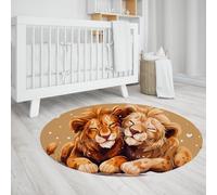 Tappeto rotondo antiscivolo in stile cartone animato Simpatico leone Tappeto circolare a pelo corto lavabile per interni morbido per soggiorno cucina camera da letto scuola materna 200cm