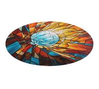 Tappeto rotondo arancione e bianco, lavabile, antiscivolo, per soggiorno, morbido, lavabile, per camera da letto, moderno, per yoga, ufficio, casa, regalo, 60 x 60 cm