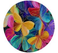 Tappeto Rotondo Astratto 60 cm, Morbida Microfibra Tappeto Colore a Cerchio Salotto Cameretta Soggiorno, Antiscivolo Lavabile Stampe Luminoso Farfalla Tappeti di Zona