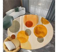 Tappeto Rotondo Astratto Artistico Linee per Soggiorno con Fondo Antiscivolo, ocra D'Ombra Chiara Tappeti Morbidi a Pelo Corto con Motivo Stampato per la Camera - 60 cm