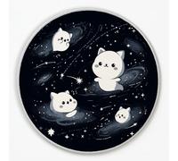 Tappeto Rotondo Bambini 100 cm Nero, Cartoni Animali Gatto Fantasma Halloween Decor Morbido Tappeti Grandi per Camera Da Letto Bagno Aree Interne Soggiorno