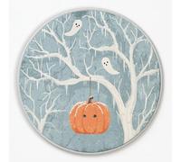 Tappeto Rotondo Bambini 120 cm Blu ghiaccio, Cartone Animato Halloween Decor Zucca Fantasma Pelo Corto Tappeti Grandi per Camera Da Letto Bagno Aree Interne Soggiorno