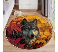 Tappeto Rotondo Bellissimo Lupo Grigio, 80 Cm, Lavabile In Lavatrice, Retro Antiscivolo, A Pelo Basso, Non Perde Pelo, Tappeto Fauna Selvatica Realistica Per Soggiorno, Camera Da Letto, Cameretta