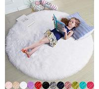 Tappeto rotondo bianco per camera da letto, soffice tappeto circolare 1,5 x 1,5 m, per camera dei bambini, tappeto peloso, circolare, shaggy per stanza dei bambini, per dormitorio, bianco