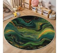 Tappeto Rotondo Blu Scuro Marmo Lineare Grande Pelo Corto,3D Arte Astratta Stampa Antiscivolo Tondo Moquette,Soggiorno Bambini Camera,Cucina,Bagno,Domestica Decor Tappeti,160Cm