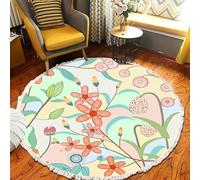 Tappeto rotondo bohémien con nappe, moderno, in cotone intrecciato, tappeto circolare geometrico decorativo minimalista, per soggiorno, camera da letto, divano, yoga, meditazione (#15, 100 x 100)