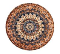 Tappeto rotondo Boho 90cm - Tappeto circolare colorato con base blu Tappetino floreale lavabile antiscivolo per soggiorno Camera da letto Decorazioni per la casa Cucina contadina