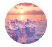 Tappeto rotondo boho moderno alba in mare cubetti di ghiaccio traslucidi modello tappeti lavabili pavimenti sotto i tappeti da tavolo accogliente camera da letto al coperto non silp rosa 200x200cm