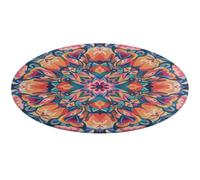 Tappeto rotondo colorato con motivo simmetrico per soggiorno, 61 x 61 cm, antiscivolo, per camera da letto, porta anteriore e posteriore, bagno, cucina, vasca da doccia, tappeto rotondo