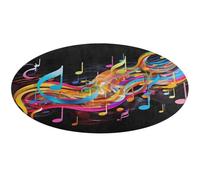 Tappeto rotondo colorato con note musicali, lavabile, antiscivolo, per soggiorno, morbido, lavabile, per camera da letto, moderno, tappetino da yoga per stanza, ufficio, casa, regalo, 90 x 90 cm