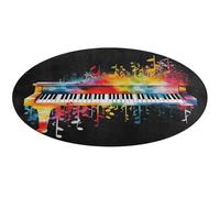 Tappeto rotondo colorato con tastiera di pianoforte e note musicali, morbido e assorbente, tappetino da bagno per ingresso, tappetino antiscivolo per casa colonica, 60 x 60 cm, per camera da letto