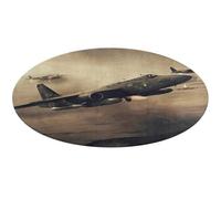 Tappeto rotondo con aereo da guerra, antiscivolo, morbido, lavabile, assorbente, per cucina, camera da letto, bagno, decorazione per la casa, 61 x 61 cm