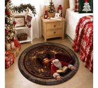Tappeto rotondo con Babbo Natale che legge in biblioteca Illusion Claus 1,2 | Libreria circolare per libreria, tappeto circolare, uomo di lettura, fantasioso, amanti dei libri, decorazione per la casa