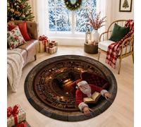 Tappeto rotondo con Babbo Natale che legge in biblioteca Illusion Claus 1,5 | Libreria circolare per libreria, tappeto circolare, uomo di lettura, fantasioso, amanti dei libri, decorazione per la casa