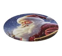 Tappeto rotondo con Babbo Natale sorridente, lavabile, antiscivolo, per soggiorno, morbido, lavabile, per camera da letto, moderno, per yoga, ufficio, casa, regalo, 60 x 60 cm
