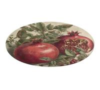 Tappeto rotondo con bacche di melograno, morbido, assorbente, tappetino da bagno per ingresso, antiscivolo, tappetino per porta anteriore e posteriore, 90 x 90 cm, per camera da letto, soggiorno