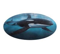 Tappeto rotondo con balena assassina, morbido, assorbente, tappetino da bagno per ingresso, antiscivolo, tappetino per porta anteriore e posteriore, 60 x 60 cm, per camera da letto, soggiorno