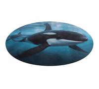 Tappeto rotondo con balena assassina, morbido, assorbente, tappetino da bagno per ingresso, antiscivolo, tappetino per porta anteriore e posteriore, 60 x 60 cm, per camera da letto, soggiorno