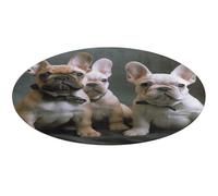 Tappeto rotondo con bulldog francese, antiscivolo, morbido, lavabile, assorbente, per cucina, camera da letto, bagno, decorazione per la casa, 61 x 61 cm