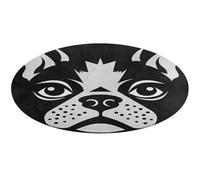 Tappeto rotondo con bulldog francese, morbido, assorbente, tappetino da bagno per ingresso, antiscivolo, tappetino per porta anteriore e posteriore, 60 x 60 cm, per camera da letto, soggiorno