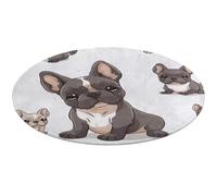 Tappeto rotondo con bulldog francese, morbido, assorbente, tappetino da bagno per ingresso, antiscivolo, tappetino per porta anteriore e posteriore, 80 x 80 cm, per camera da letto, soggiorno