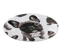 Tappeto rotondo con bulldog francese, morbido, assorbente, tappetino da bagno per ingresso, antiscivolo, tappetino per porta anteriore e posteriore, 80 x 80 cm, per camera da letto, soggiorno