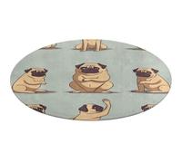 Tappeto rotondo con carlino da yoga, morbido, assorbente, tappetino da bagno, ingresso, antiscivolo, tappetino per porta anteriore e posteriore, 60 x 60 cm, per camera da letto, soggiorno, decorazione