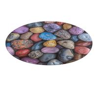 Tappeto rotondo con ciottoli e rocce, lavabile, antiscivolo, per soggiorno, morbido, lavabile, per camera da letto, moderno, per yoga, ufficio, casa, regalo, 60 x 60 cm